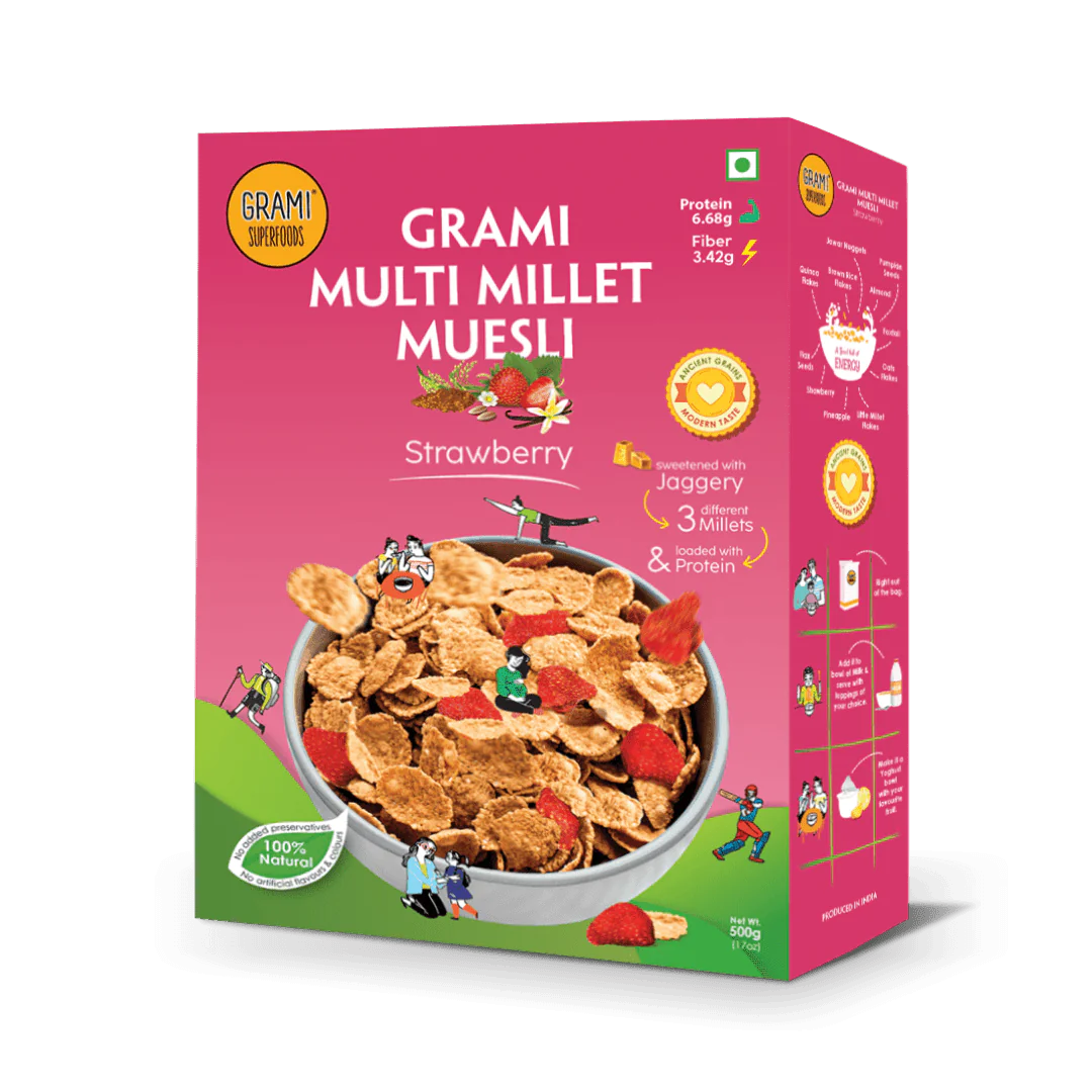 Strawberry Muesli | Multi Millet Breakfast | High Protein Cereal